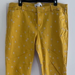 Yell ow with blue and white flowers Pixie skinny ankle pants